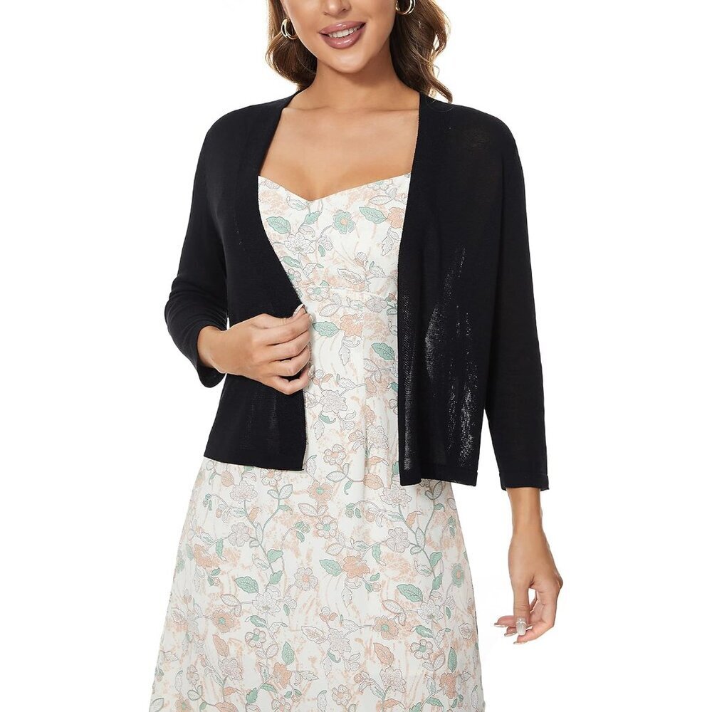 Women's Viscose 3/4 Sleeve Bolero Shrug Cropped Cardigan for Casual and Formal